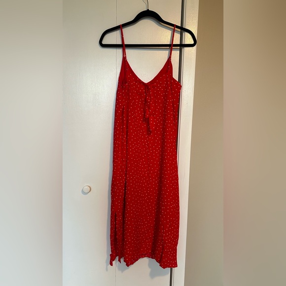 Gap red polka dot cami slip midi dress with tie back - size M - Picture 2 of 4
